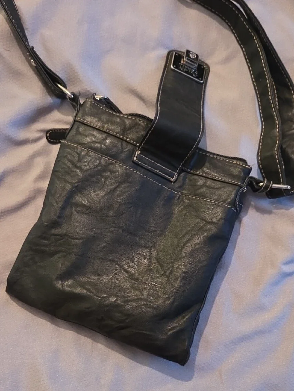 Rosetti Black Faux Leather Crossbody